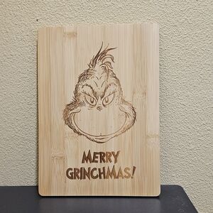 Bamboo Grinch Cutting Board